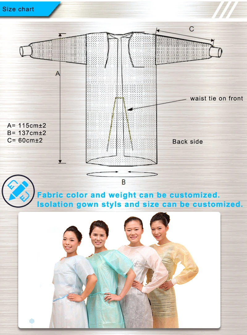 High Quality Non-Woven Cuff Disposable PP Isolation Gown